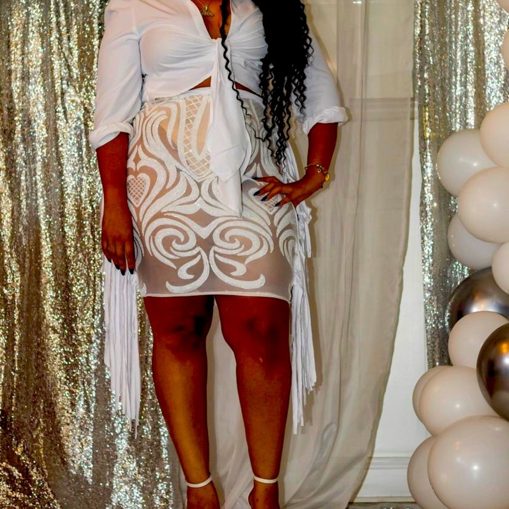 White Sequins Skirt